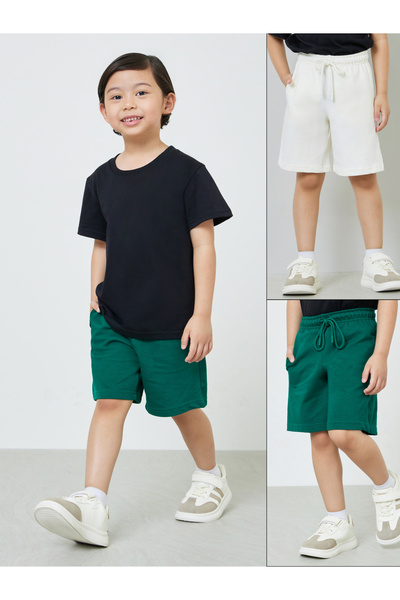 Styli Boys Pack Of 2 - Cotton Knitted Drawstring Shorts