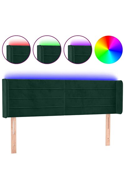 vidaxl Tăblie de pat cu LED, verde închis, 147x16x78/88 cm, catifea