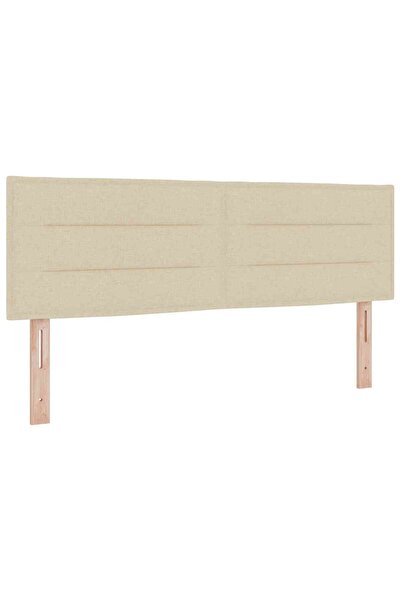 vidaxl Tăblie LED cu benzi LED cu headboard Crem 144 cm țesătură