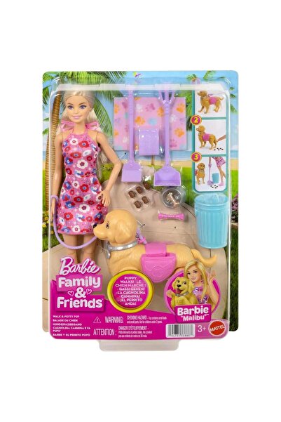 Barbie Papusa cu catelus si accesorii, Malibu, Family&Friends, JJB46