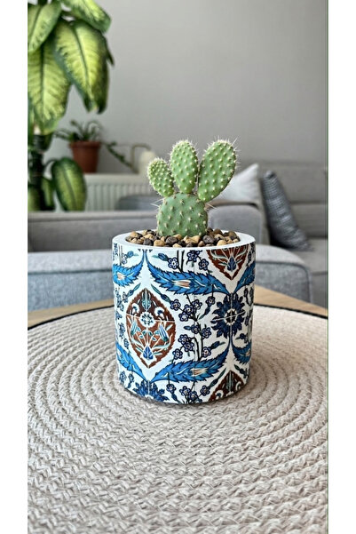 TKC HOME Küçük Çiçek Saksısı, Çini Desenli ( Çiçekler Dahil Değildir )