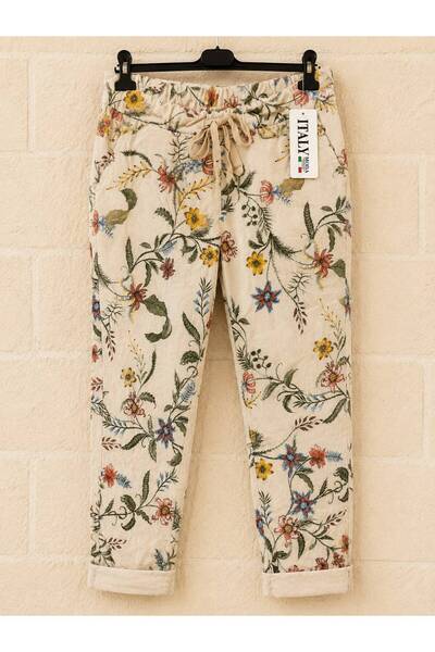 AGORATEKSTİL Women's Original Italian Full-Ligral Elastic Waist Tie-Up Pants ...