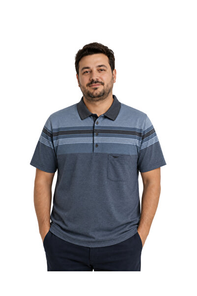 BattalModa Melanj Indigo Polo Collar Short Sleeve Wind T-Shirt M-L-Xl-2Xl