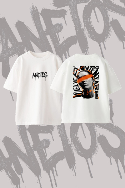 Anetos Μπλουζάκι Urban Portrait Design με στάμπα στην πλάτη, βαμβακερό λευκό ...