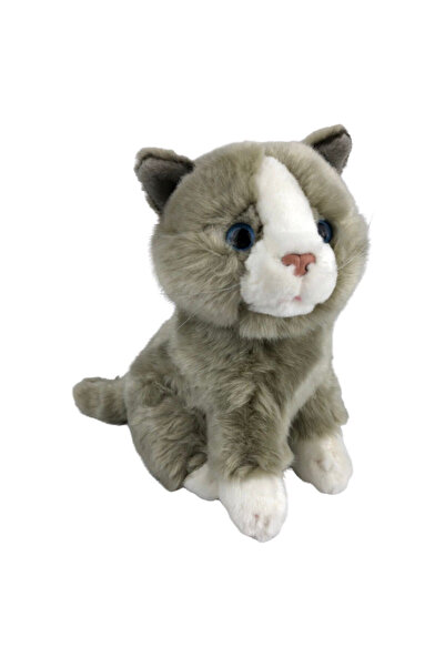 JPT Nat Geo White Grey Plush Cat 22 cm