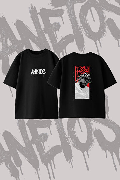 Anetos They Live Design Back Printed Cotton Black Oversize T-Shirt