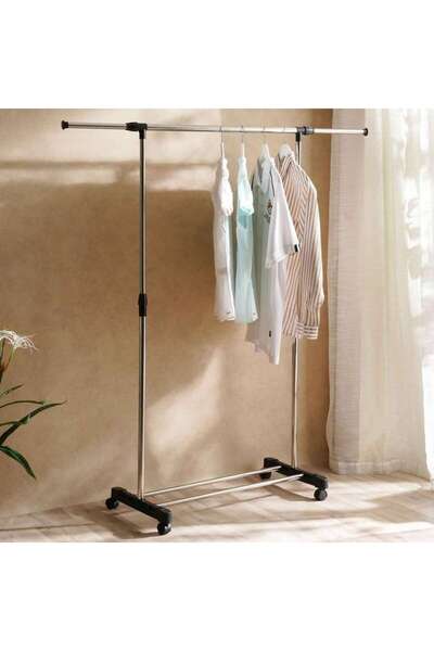 PAN HOME Lanie Extendable Stainless Steel Cloth Rack 85-145x42x90-160cm - Silver