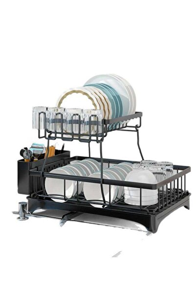 DURKU Dish Drying Rack for Kitchen Counter Expandable 2 Tier Dish Rack Large ...