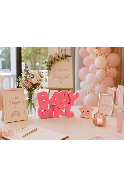Kafs Store Baby Girl Dekoratif Yazı | 17x11x2 cm| Bebek Odası Raf ve Masa Üst...