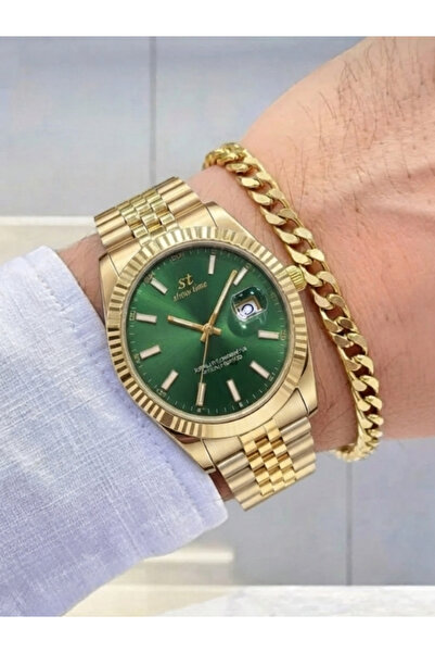Feronnucci Men's Wristwatch with Calendar Gold Steel Band Square Case |   Ana...