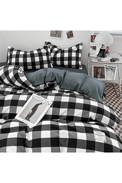 UCHUANG Duvet Cover Set King Size 4 Pcs, 100% Washed Cotton Ultra Soft Beddin...