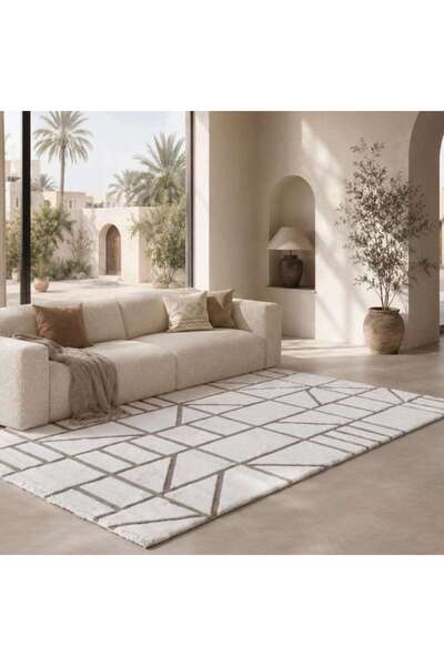 PAN HOME Rhythm Rabbit Faux Fur Rug 160x230cm - Natural