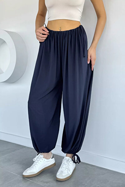 Aryena Navy Blue Women's Sandy Fabric Shalwar Trousers (Fits All Sizes)