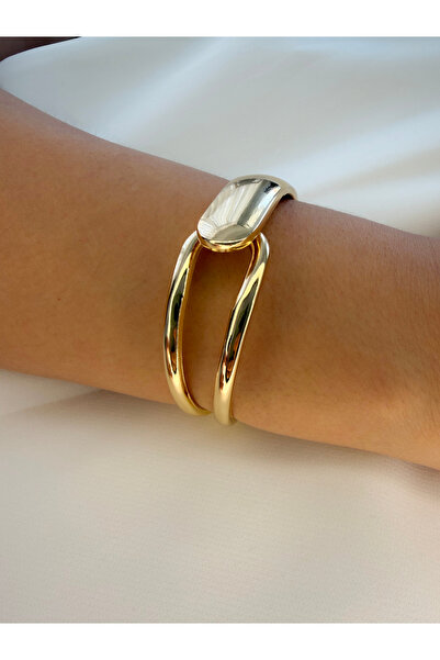 Oyster collection GOLD GEÇMELİ MODERN AÇIK KELEPÇE BİLEKLİK