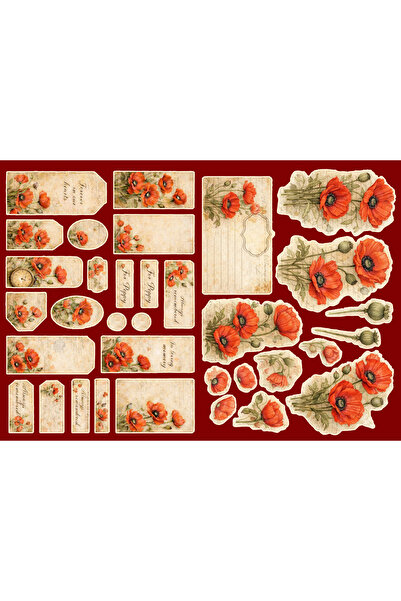 TELLGRAF Poppy Themed Sticker Set (21X30 cm 1 Set)