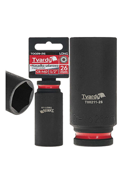 Tvardy Cheie tubulară lungă de impact cu 6 puncte, 1/2 ", 26 mm, Cr-Mo, T0021...