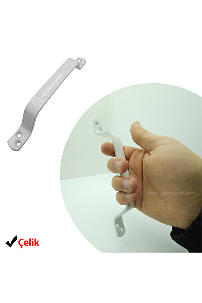 MR.BRACKET Beyaz Çelik Dış Mekan Vidalı Tutma Kulpu 21.5 cm - Dayanıklı Site Bina Bahçe Kapısı Metal Kapı Kolu