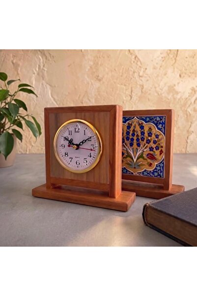Morgen Craft Essent Dualis Seramikli Ahşap Masa Saati 5x15.5x14