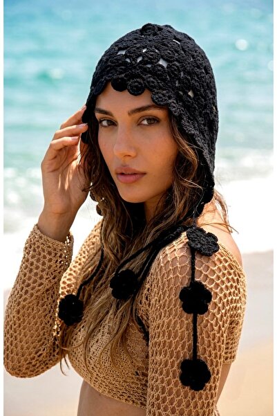 LAGRANZE Flora Cotton Lace Knitted Bandana Beanie