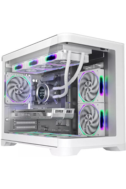 1stPlayer Carcasa Acvariu Gaming UV6 Cube Tower ARGB albă