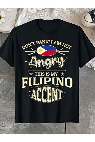 45 BPM Men'S Women'S Pride T-Shirt - "Don't Panic I'm Filipino" Slogan & Taga...