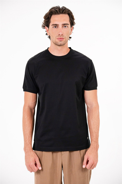 GMG FIRENZE Crew Neck Tricot Basic Men's T-Shirt with Cuffed Sleeves and Collar