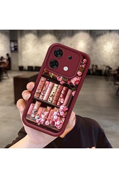 PATTERNOVA infinix Zero 30 5G Uyumlu Retro kitap rafı ve kiraz çiçeği silikon...