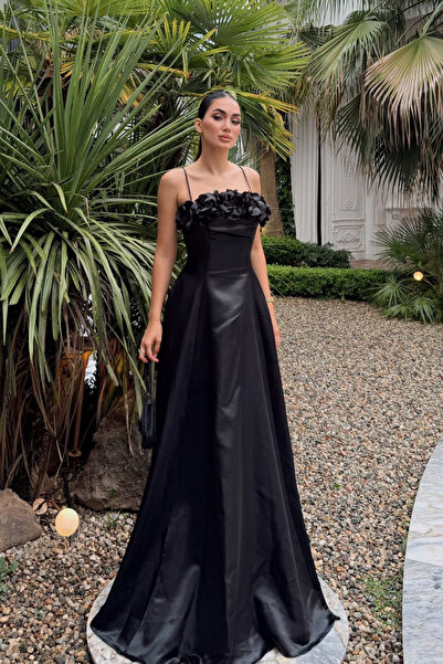 Sindimoda Lydia İp Askılı Çiçek İşleme Detay Abiye 1161