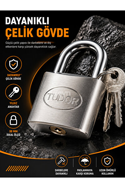 Zeyn Gross Tudor 38 mm Yıldız Anahtarlı Çelik Asma Kilit Blister Ambalajlı – ...