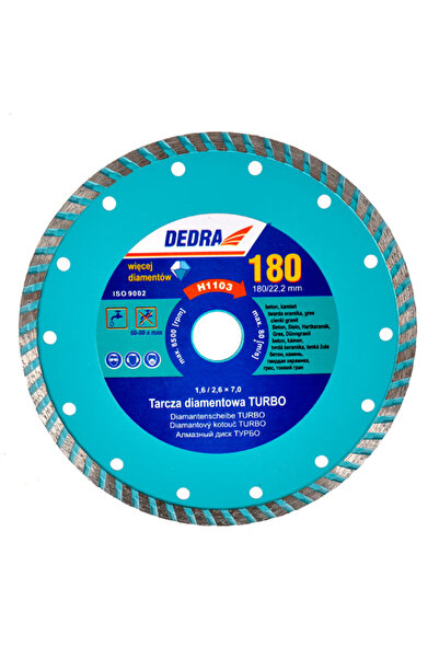 dedra DISC TURBO CU DIAMANTE PENTRU TĂIERE GRANIT GLAZURAT 180x22,2MM H1103