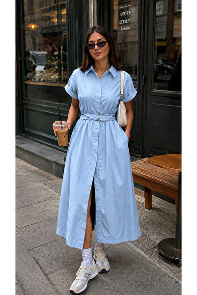 get crazy collection Women's Poplin Shirt Dress with Belt