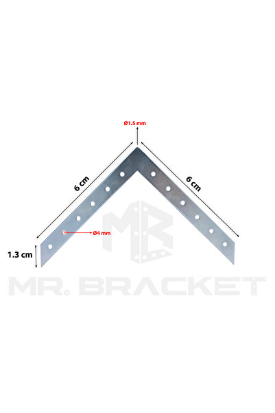 MR.BRACKET 8 ad. Sac Gönye Düz Gönye Köşe Bağlantı Demiri 6x6cm - Çerçeve Sandalye Masa Sehpa Tamir Birleştirme