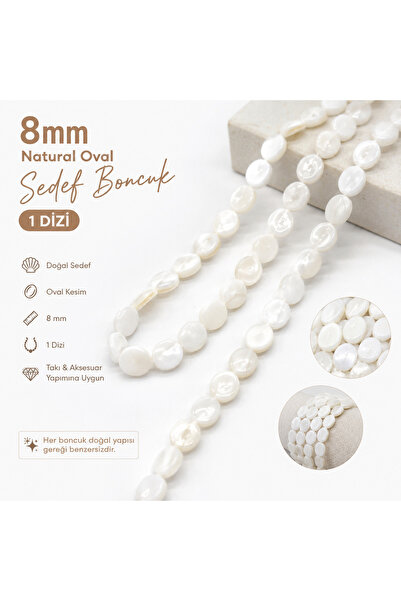 E.B EBRULİ BONCUK 8mm Natural Oval Mother of Pearl Beads Jewelry Making Mater...