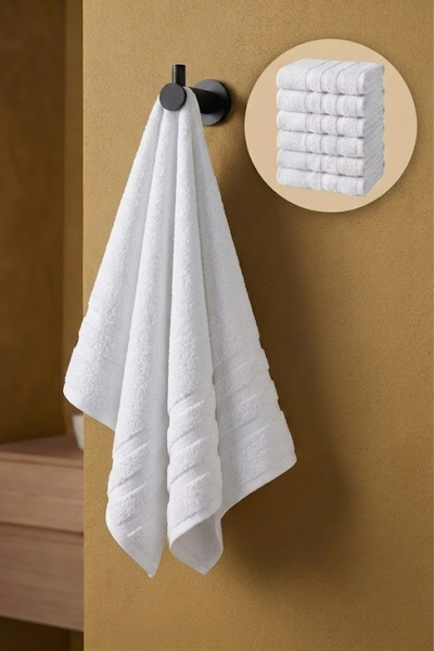Seritaine 6-Pack Işıl Premium Hand Towels 41X71Cm - White - 100% Cotton - 600...