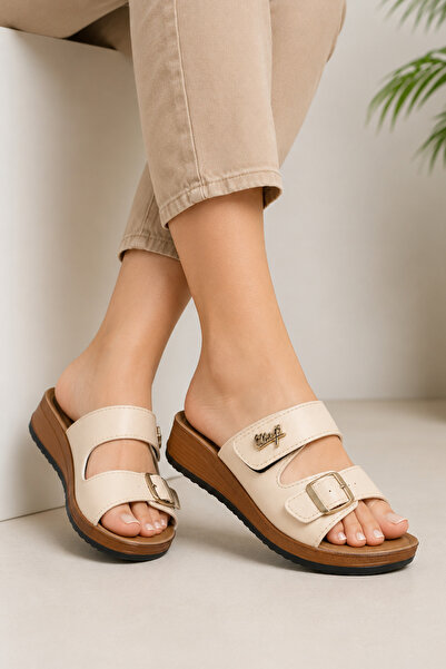 Wordex Mtx 1855 Oxford Velcro Buckle Daily Women's Comfortable Slippers