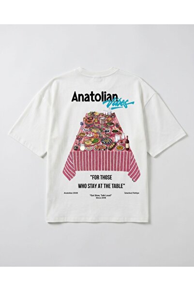 gothamvibes Erkek Anatolian Oversize Beyaz Premium T-Shirt