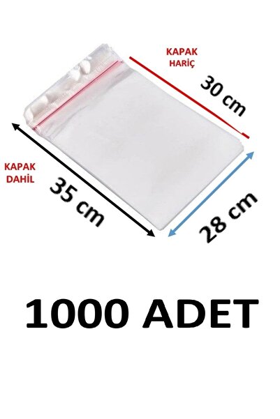 MTKardeşler 1000 قطعة 28x30+5 سم أكياس لاصقة شفافة من مادة OPP