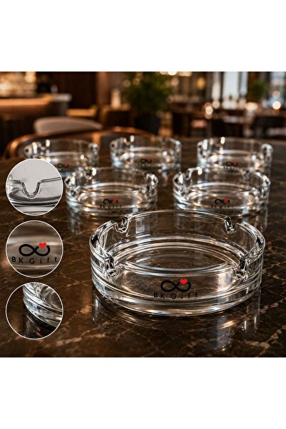 Bk Gift 10 Pieces of Bistro Glass Ashtrays with Your Logo, 11 cm Round Corpor...