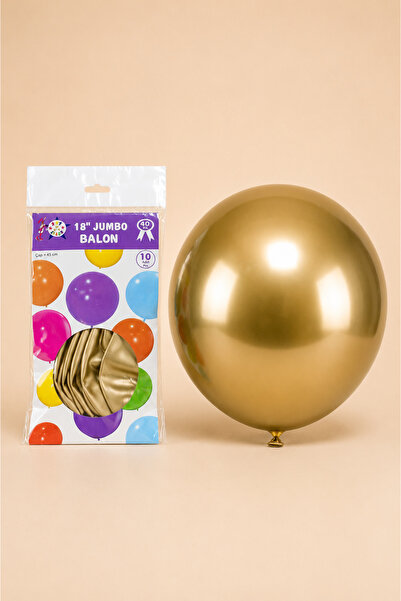 HBK Balon HBK Lateks Krom Gold Balon 18 İnç 45 cm 10 Adet, Parlak Altın Düğün...