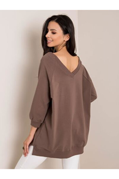 rue parıs Women's Sweatshirt, RUE PARIS, Cotton, 3/4 Sleeve, Light Brown, mod...