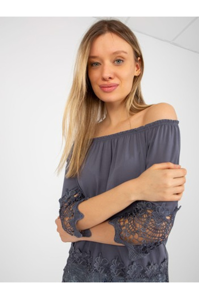 LAKERTA Women's Blouse, LAKERTA, Cotton, 3/4 Sleeve, Graphite, model LK-BZ-50...