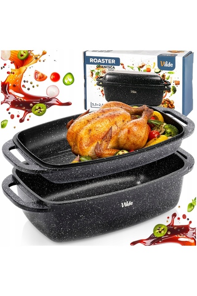 Vilde Vas de copt din granit, vas și tigaie 2-în-1 pentru copt la cuptor.