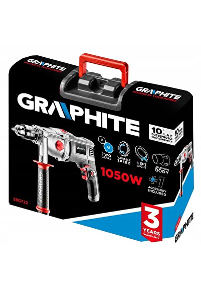 graphite Mașină de găurit cu percuție cu două viteze, valiză 58G722