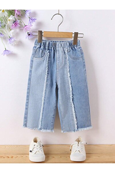 JO FASHION Baby Girls Elastic Waist Jeans Wide Leg Flare Pants with Flat Pock...
