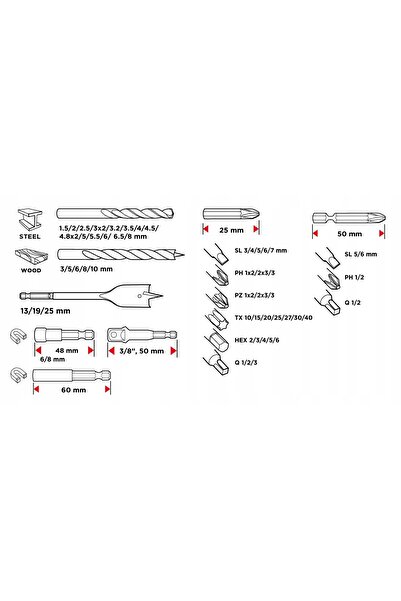 graphite Set universal de 66 de burghie și chei tubulare în cutie 56H619
