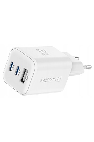 SWISSTEN ÎNCĂRCĂTOR RAPID DE REȚEA GaN 65W PD 2x USB-C + 1x USB-A ALB