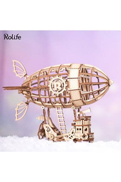 Rolife TG407 Zeplin (Airship) DIY Minyatür Maket Model Seti Ahşap 3D Wooden Puzzle 3D Model Kit Ahşa