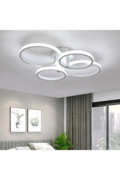 Goeco Plafonieră LED albă, candelabru modern pentru living, dimmerabilă + tel...