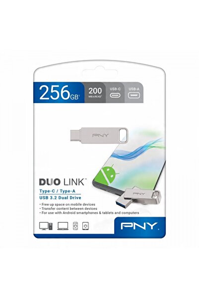 PNY SZYBKI Stick USB 256GB USB-3.2+USB-C Tip-C DUO-Link DUAL 200MB/s
