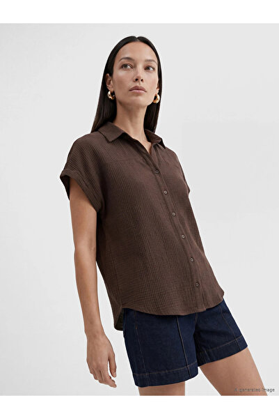 LC Waikiki Brown Muslin Women's Shirt